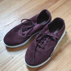 Vionic • “Taylor” Maroon suede & leather sneakers